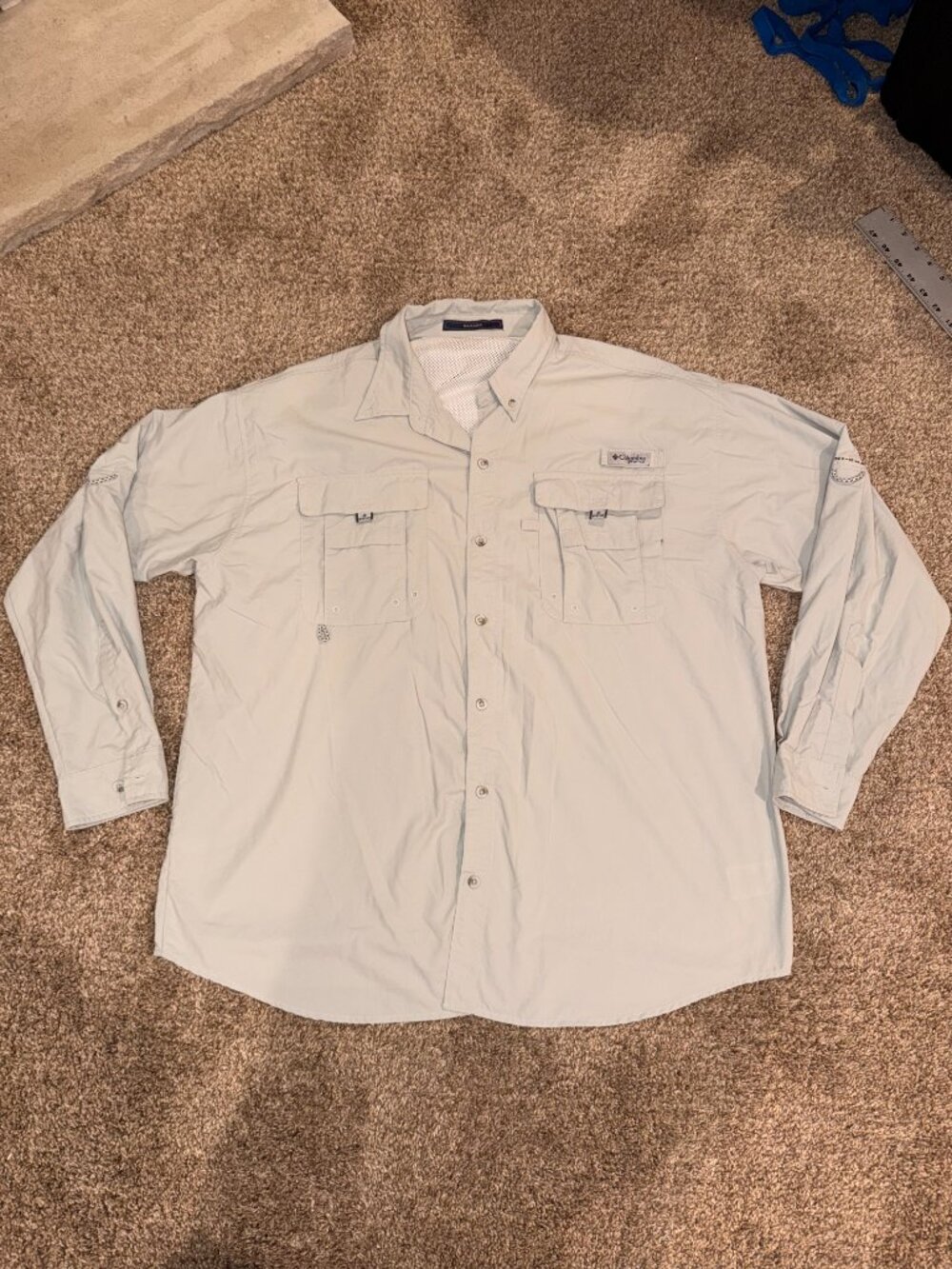 Columbia PFG Bahama II Long Sleeve Fishing Shirt Vented Grey Men's Size XL-752
